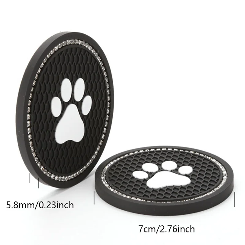Car Coasters Cup Holder Vehicle Bling Silicone Car Coasters Anti Slip Dog Paw Coaster Mat Universal Auto Accessories
