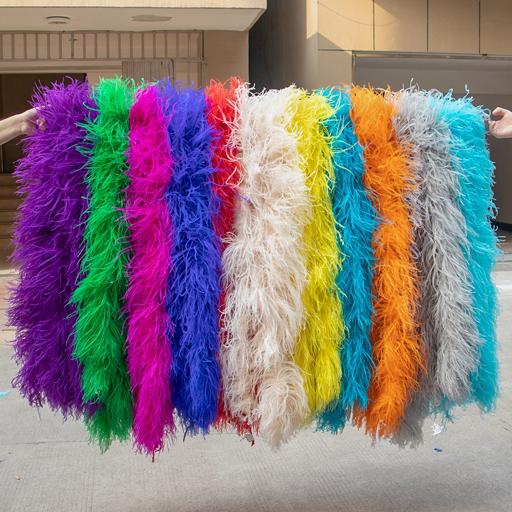 Wholesale1020PCS6PlyOstrichFeathersBoaMulticolorFluffyOstrichFeatherBoasScarffor