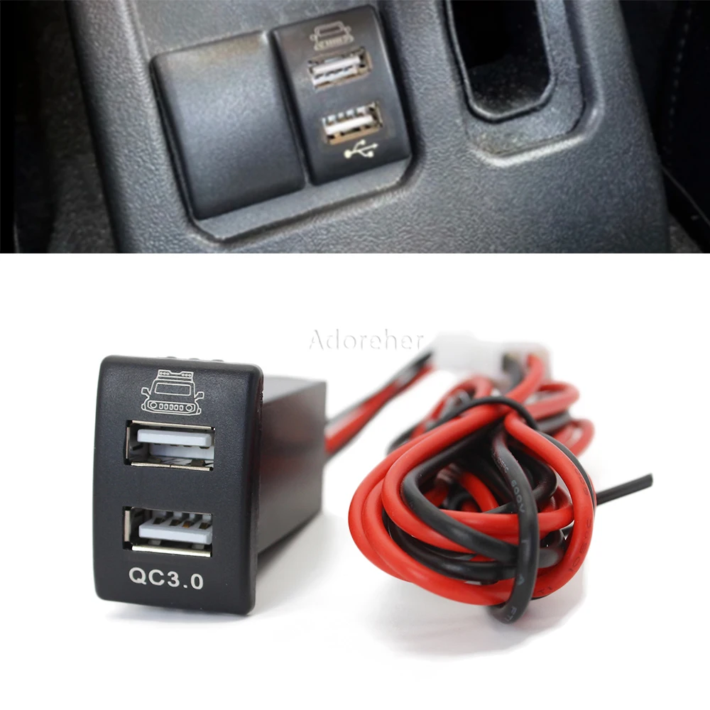 

QC3.0 двойная Быстрая зарядка USB Автомобильное зарядное устройство с двумя USB-разъемами для Suzuki Jimny 07-15