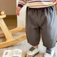 Solid Boy Kids Fashion Trousers Toddler Cotton Clothes Summer Spring Baby  Pocket Ankle Length Loose Girl Children Casual Pants 6