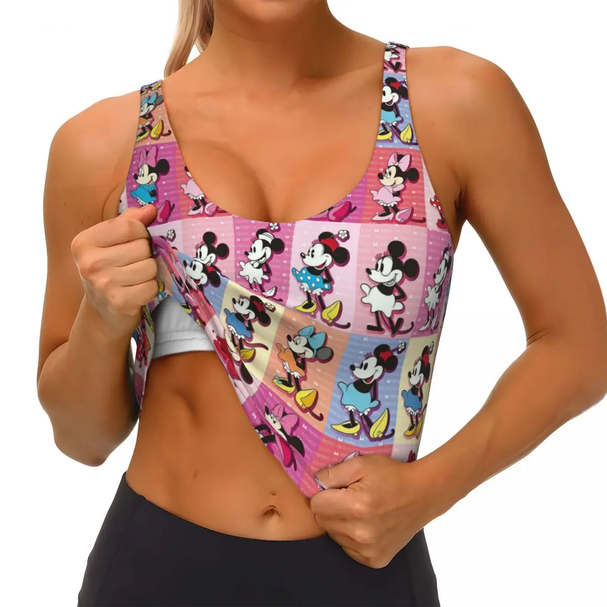 Mickey Mouse Minnie Workout Crop Tank Tops for Women Running Sports Bras