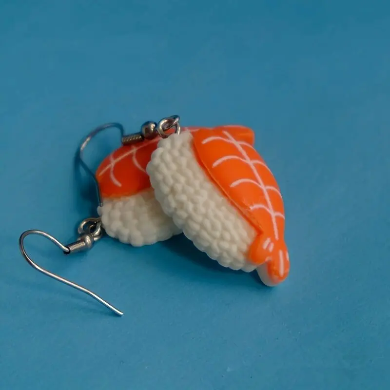 cute kawaii Shrimp Sushi Sashimi earrings resin mini simulation food dangle earrings 2
