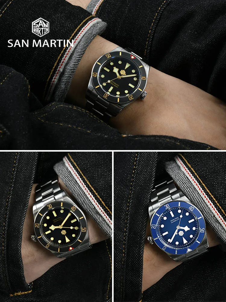 San Martin nový 37mm BB54 vintage diver hodinky NH35 automatický mechanická muži wristwatches safír světelný vodotěsný 200m SN0138