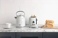 1.7 Liter Stainless Steel Body Retro Electric Tea Kettle with 2 Slice Wide Slot Stainless Steel Bread Toaster 2
