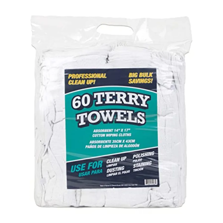 Arkwright TT Terry Cloth Rags 100% Cotton Cleaning Towels for Kitchen Auto Shop and Bar Use Absorbent Machine Washable 14 x 17