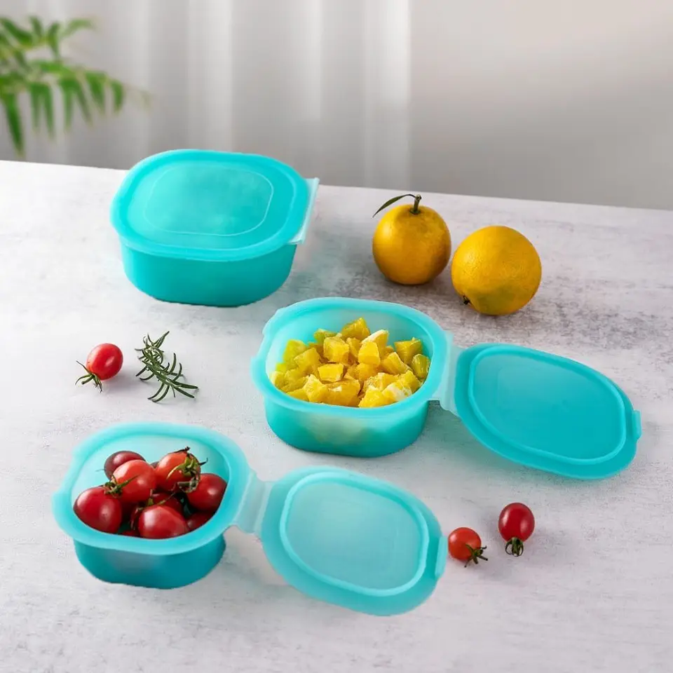 7 Contenitori In Silicone Per Frutta E Verdura | Coperchio Elastico Per Avocado, Cipolla, Limone | Scatole Salvafreschezza - 5