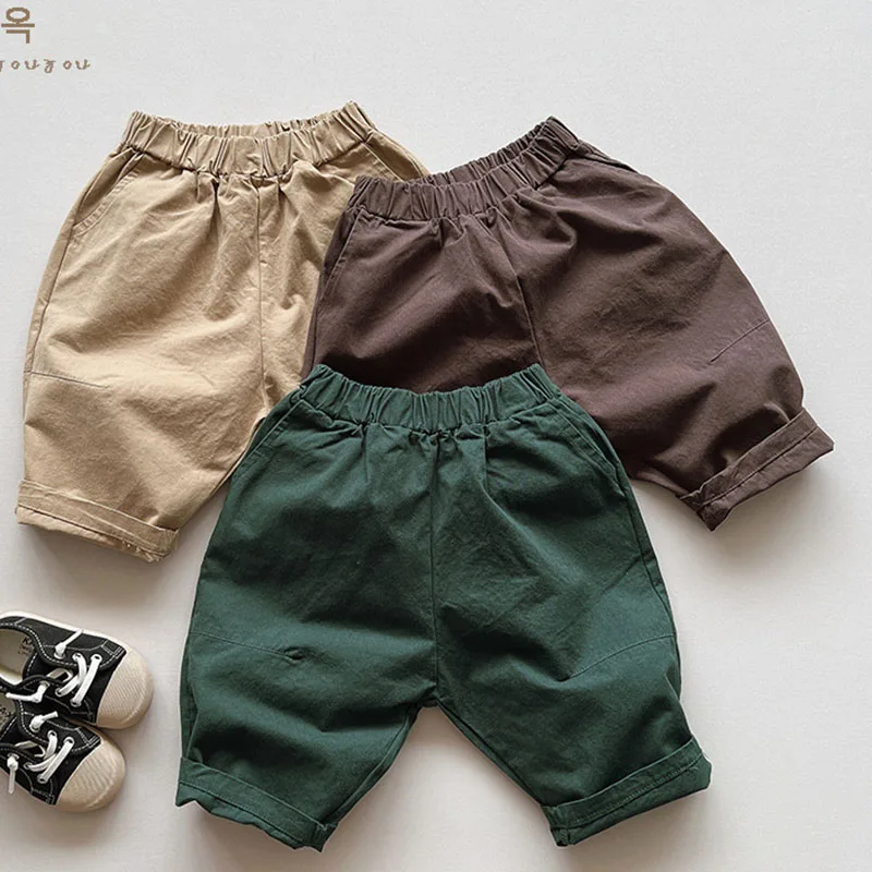 

Korean Style Baby Boys Girls Pants Cotton Solid Color Elastic Waist Trousers Spring Autumn 1-6Yrs Kids Casual Pant