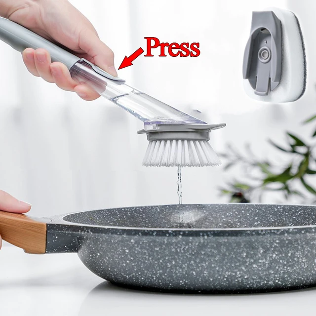 Soap Long Handle Cleaning Brush with Removable Brush head Sponge Soap  Dispenser Dish Washing Brush Set Kitchen Gadgets Tools - AliExpress