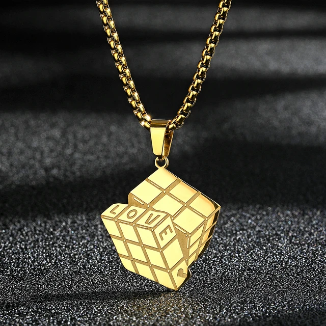 Bling Bling Rubik's Cube Necklace & Pendant Gold Silver Color Cubic Zircon  Men's Women Hip Hop Jewelry For Gift - Necklace - AliExpress