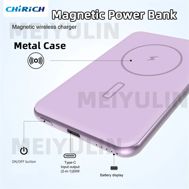 10000mAh Magnetic Wireless Power Bank Fast Charging External Spare