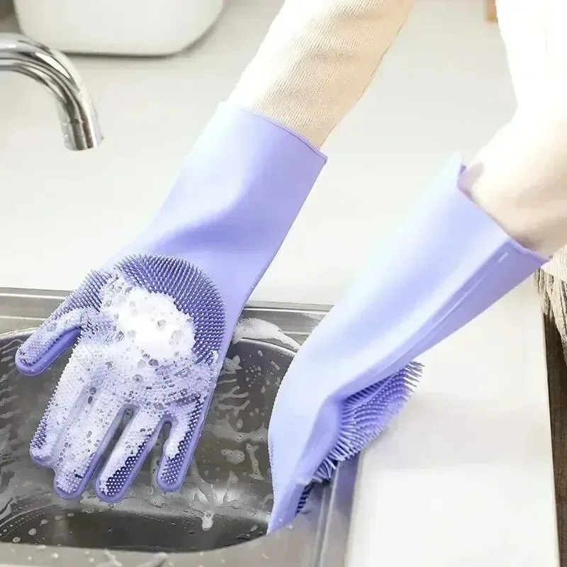 Cleaning Gloves Reusable Silicone Gloves Dishwashing Laundry Kitchen Cleaning Tools Pet Bathing Multifunctional