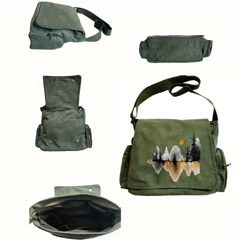 Vintage Women's Bag Men's Shoulder Bag Crossbody Bag Messenger Bag Canvas Laptop Bag Large Capacity