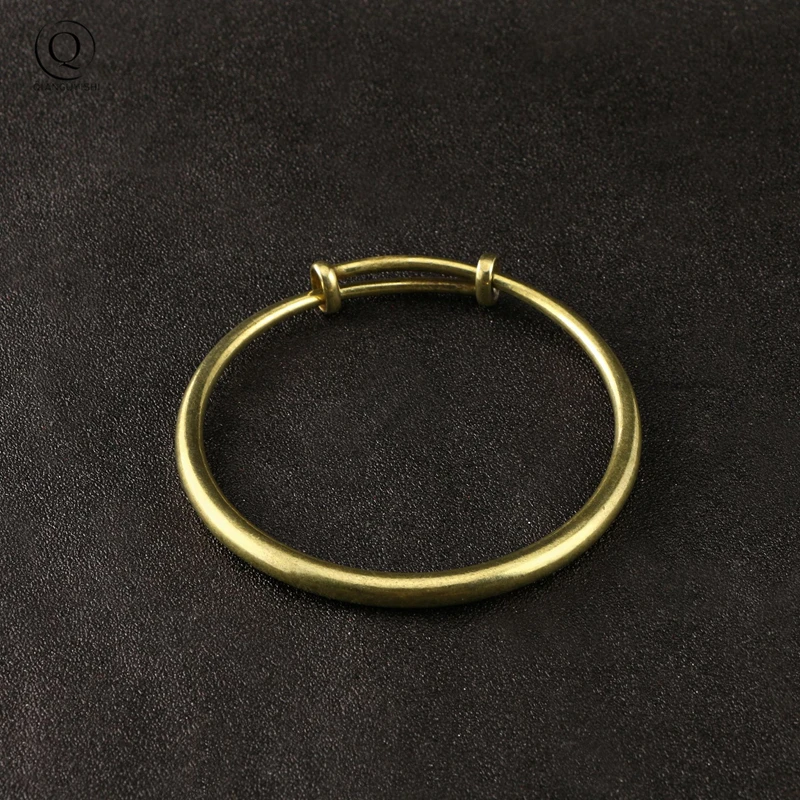 Vintage Fashion Brass Bangles For Women Plain smooth Cuff Bangles Couple Jewelry Christmas Gift European Girl Bracelets