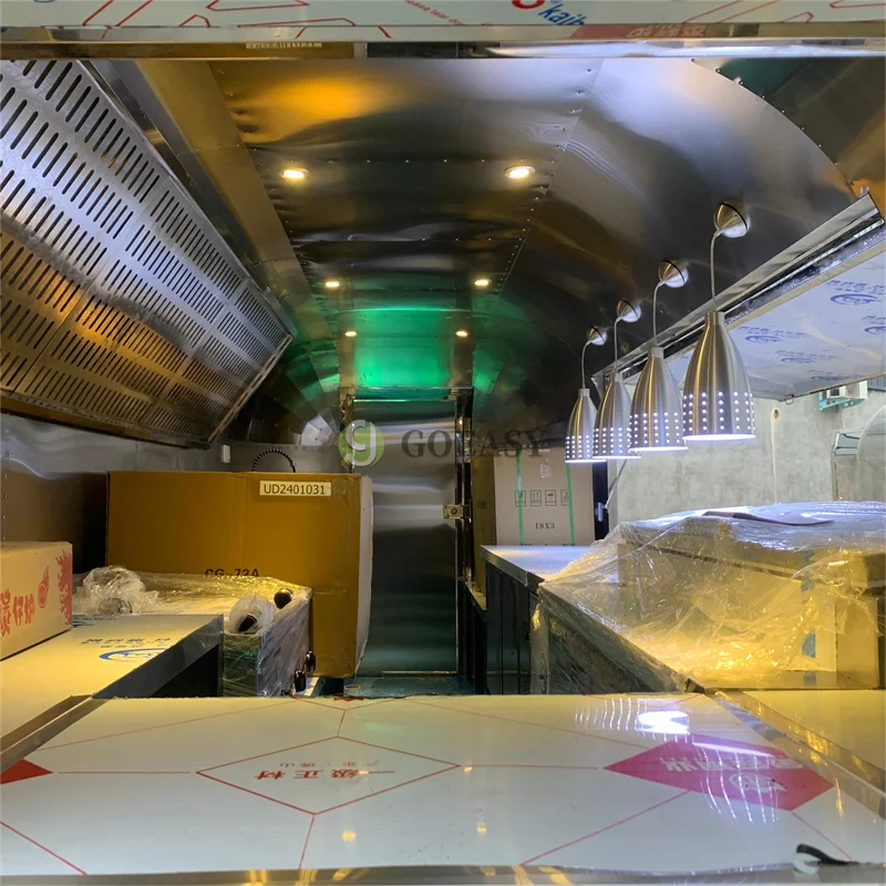 Hot Sale Hamburger Mobile Food Cart Airstream Caravan Food Truck Airstream Food Trailer Ice Cream Hot Dog Coffee Van for Sale