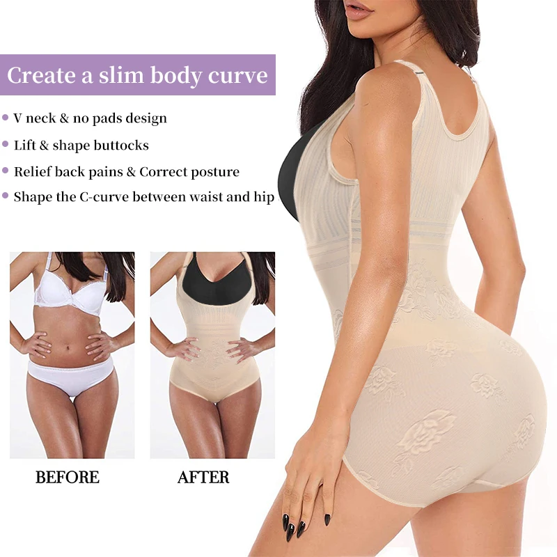 Womens Full Body Shaper Seamless Open Bust Waist Cinchers Body Shaper Firm Tummy Control Shapewear Bodysuit Slimming Underwear