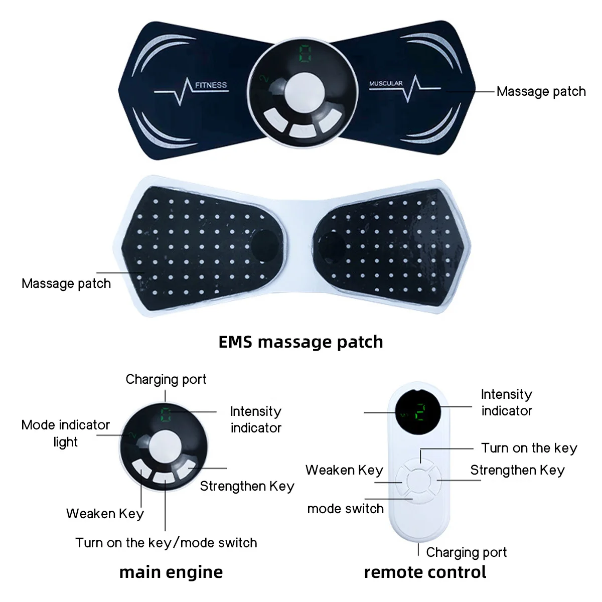 Electronic Pulse Muscle Pain Relief Patch Suitable for Cervical Spine and Back Relieves Muscle Pain with Adjustable Mode