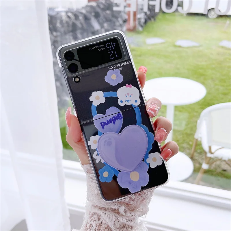 Cute Cartoon Bear Stand Phone Case For Samsung Galaxy Z Flip 3