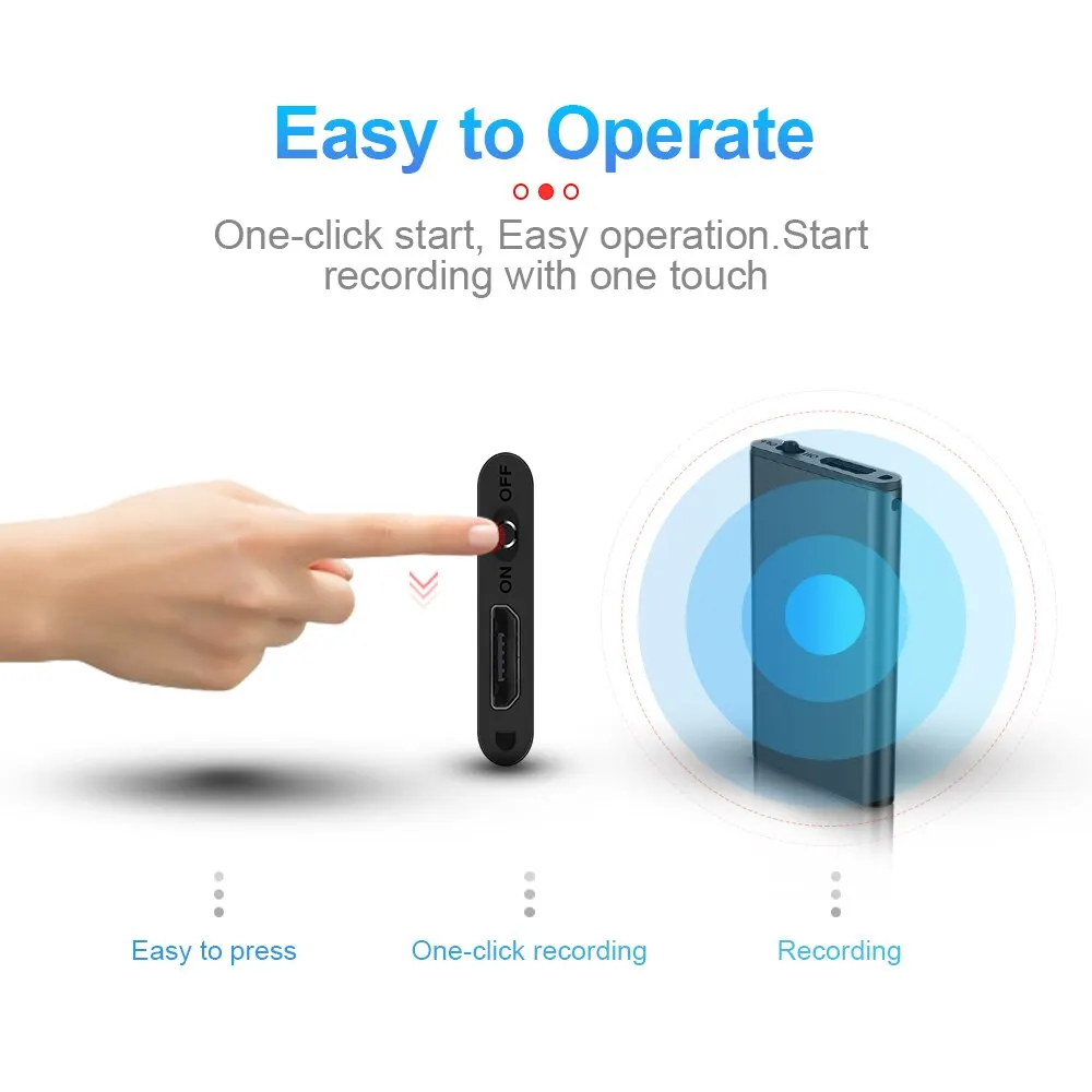 Ultra-Thin Professional Sound-Activated Voice Recorder with HD Noise Reduction and Portable MP3 Playback