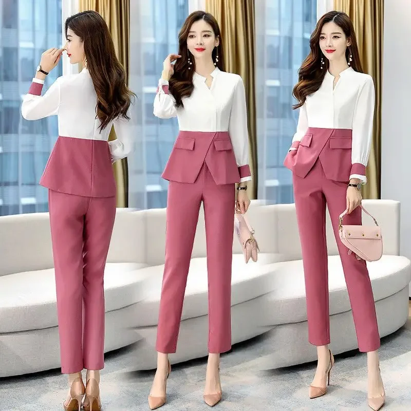 Two Piece Set Pants for Women Wear To Work Womens 2 Pant Sets Business Outfit Professional Office Cotton Trouser Suit Formal Xxl