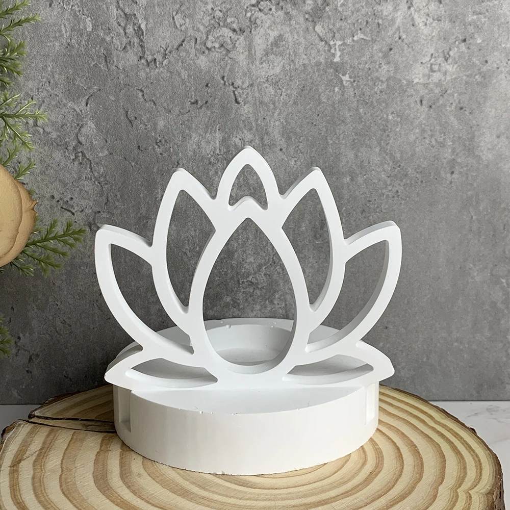 Hollow Lotus Candlestick Silicone Molds DIY Eid Ramadan Decor Flower Lotus Concrete Resin Candle Holder Casting Moulds