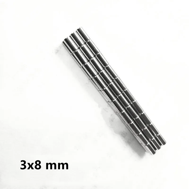 50 1000PCS 3x8 mm Search Minor disc Magnet 3mmX8mm Bulk Small Round Magnets 3x8mm Neodymium round