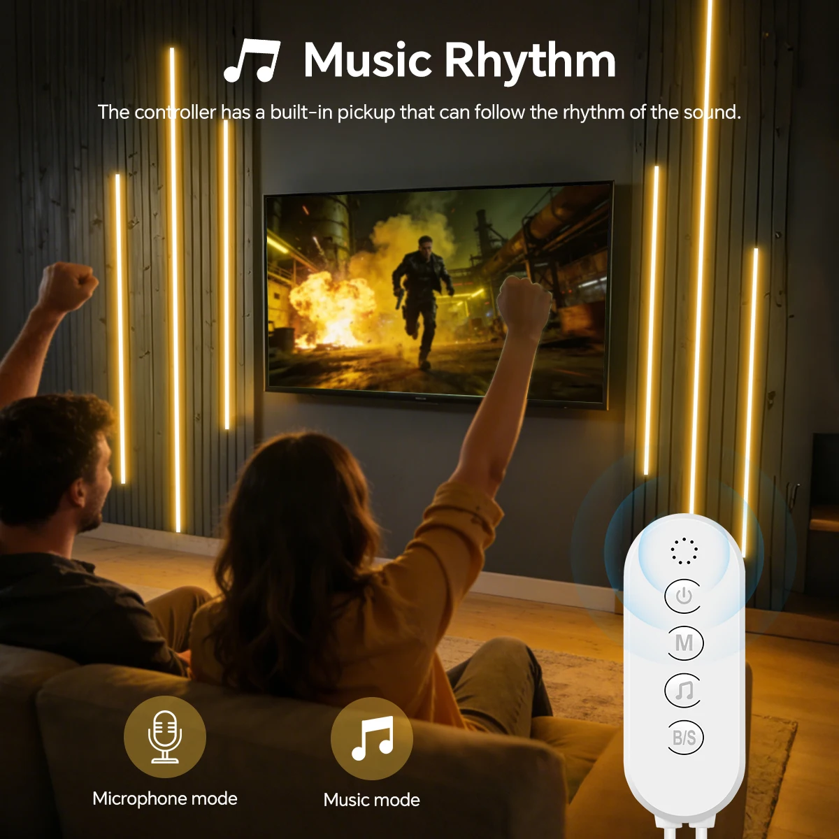 2/4/6Pcs 블루투스 24V COB LED 스트립 라이트 솔리드 네온 튜브 자체 접착 방수 테이프 홈 내장형 음향 벽 패널 장식