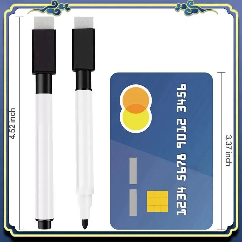 휴대용 마그네틱 화이트보드 펜 지울 수 있는 마커, 192팩 화이트보드 마커 지우개 캡이 있는 건식 지우기 마커 블랙