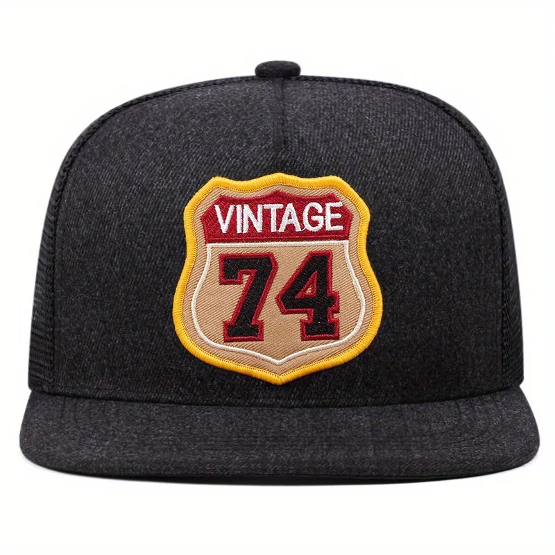 Baseball Caps Men's and Women's Flat Brim Hats Street Embroidered Figure 74 Hip Hop Hat Shade 4