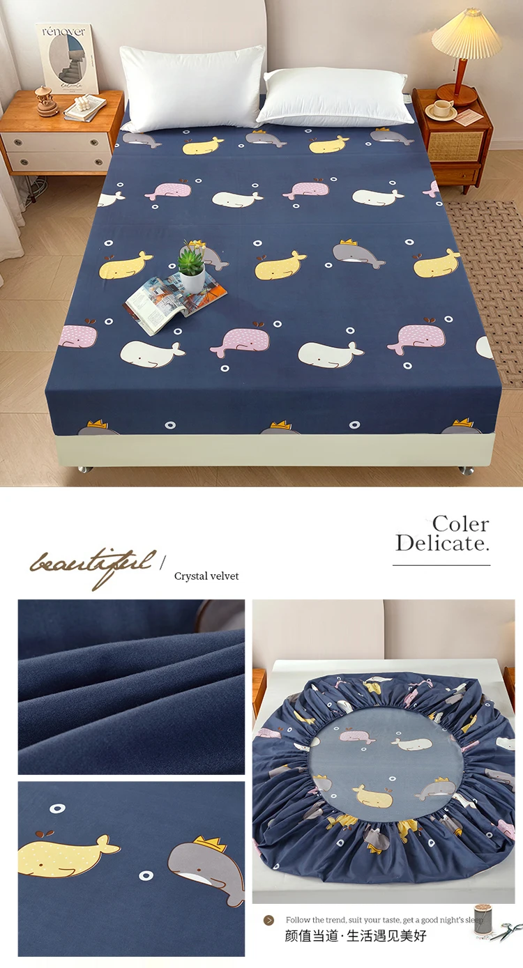 Description Picture 4 of itemCartoon Bed Cover(No pillowcases)for Child Adult Mattress Sheet All-around Elastic Rubber Band Fitted Sheet Home Decor Bed Sheet