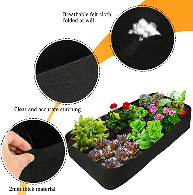 Felt Multi-grid Rectangular Planting Bag Vegetable Split Planting Bag Green Growing Garden Flowerpot Beautiful Planting Bag_voghion.com
