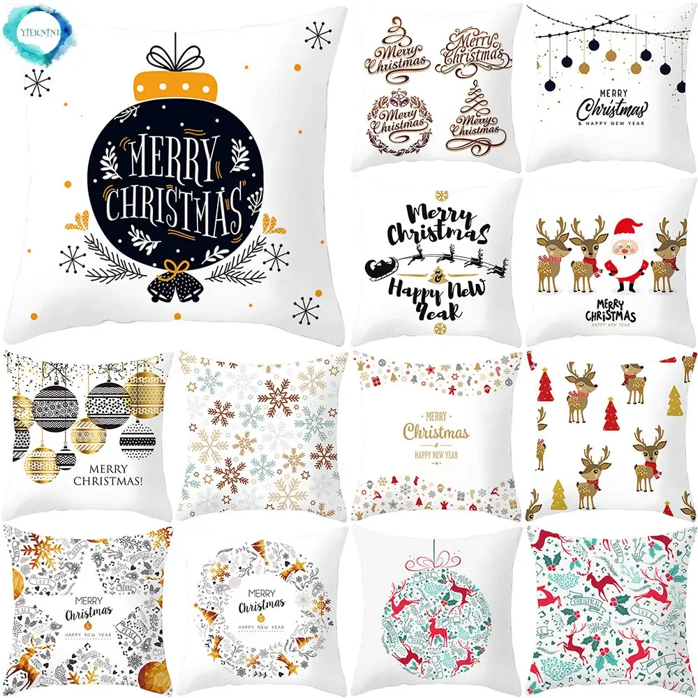 

Merry Christmas Christmas print pattern cushion cover home living room sofa decoration square polyester pillowcase