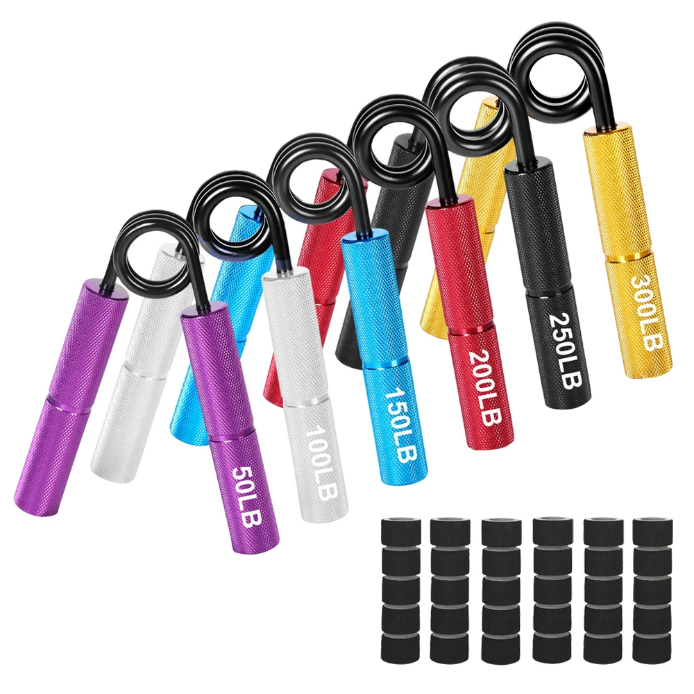 

50-300LB Resistance Hand Grip Strength Trainer Wrist Forearm Strengthener Metal Non Slip Finger Exercise with Protective Case