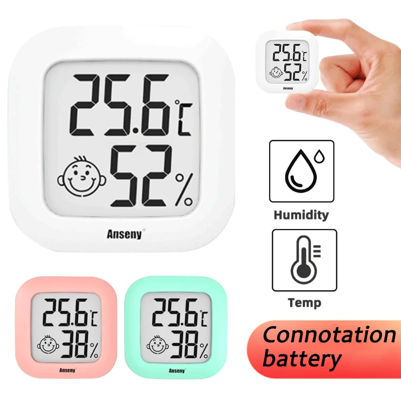 

Миниатюрный термометр Smiley, цифровой Комнатный гигрометр с ЖК дисплеем и датчиком температуры для дома