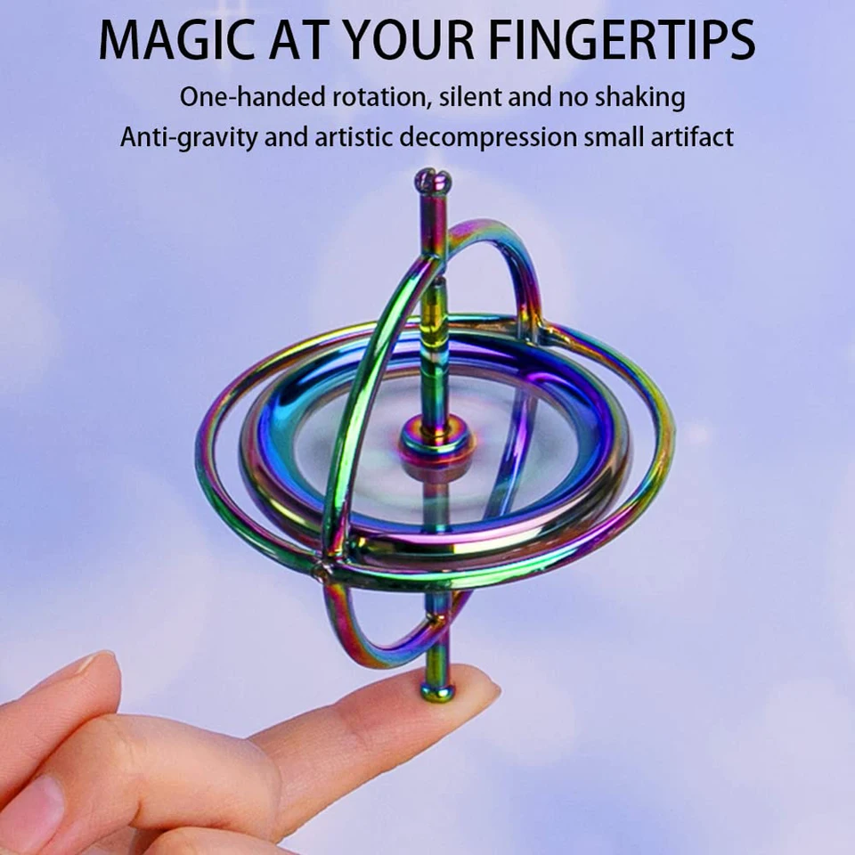 thumbnail image 2 of Metal Gyroscope Toy - Colorful Anti-Gravity Spinner For Stress Relief & Fun 2 of 14