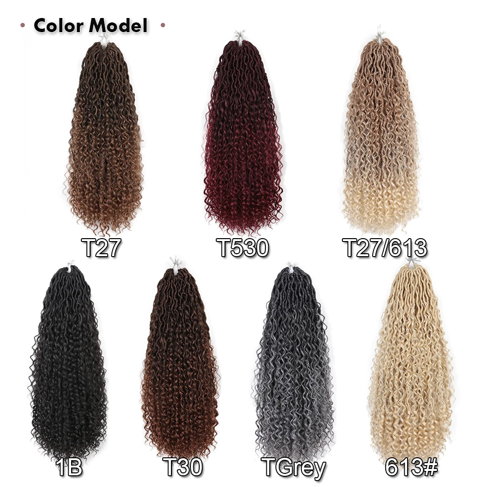 Synthetic New Goddess Locs Crochet Hair River Fauxs Locs Braiding With Curly Hair In Middle And Ends Braiding Hair Extensions
