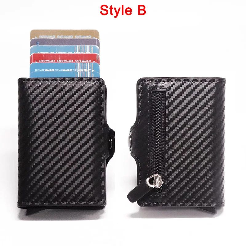 Carbon Fiber Wallet Slim Aluminum Men Wallet ID Credit Card Holder Mini RFID Wallet Automatic Pop up Bank Card Case