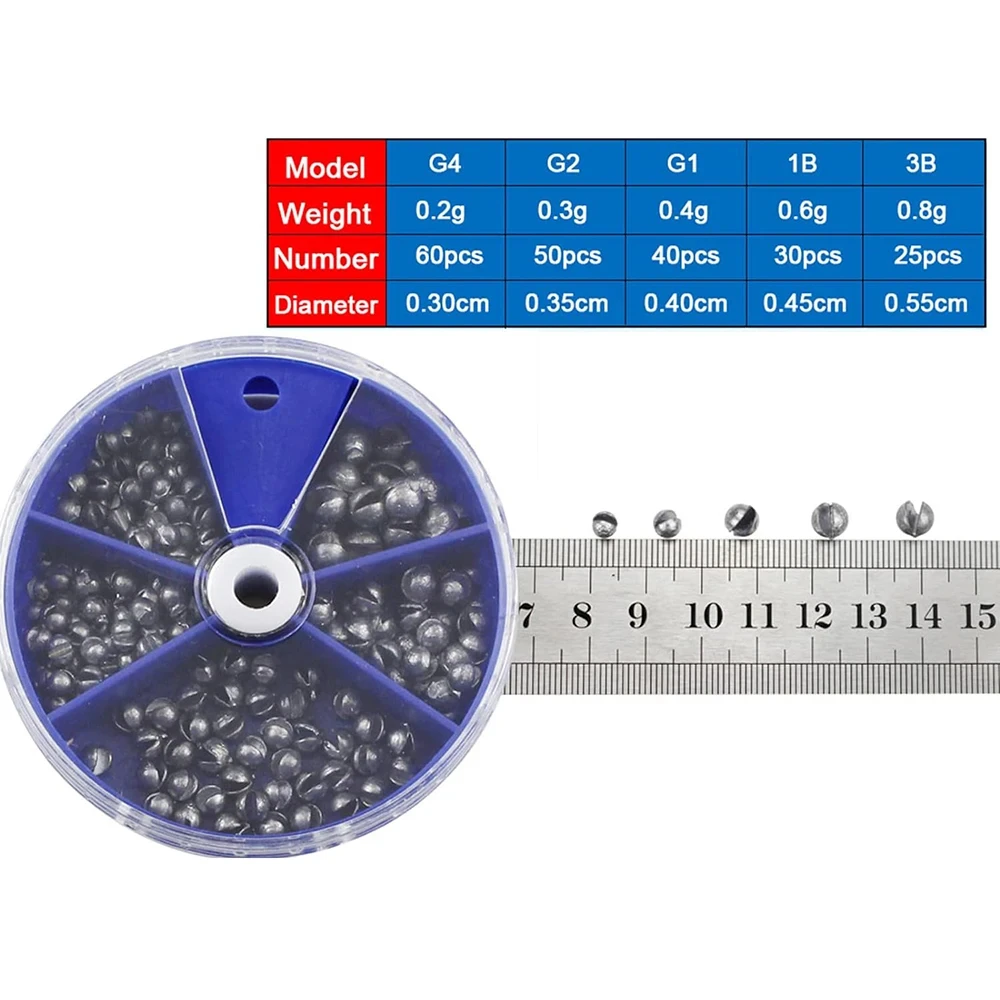 Lead Split Shot Fishing Weights Kit - 5 Sizes Removable Egg Sinkers for Angling