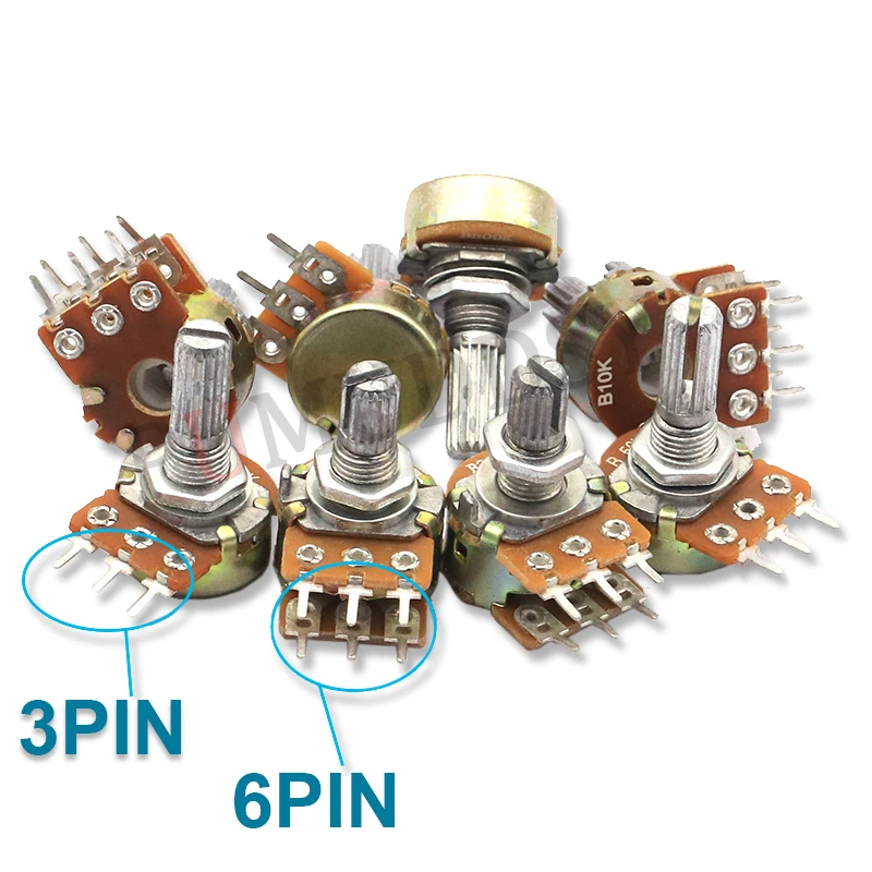 10 sztuk 15mm WH148 3Pin 6Pin B1K B2K B5K B10K B20K B50K B100K B250K