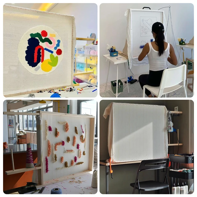 90*90 Cm -Es Szőnyeg Tufting Keret, Szőnyegek Készítéséhez, Fa Keret Szőnyegkészítés - Image 6