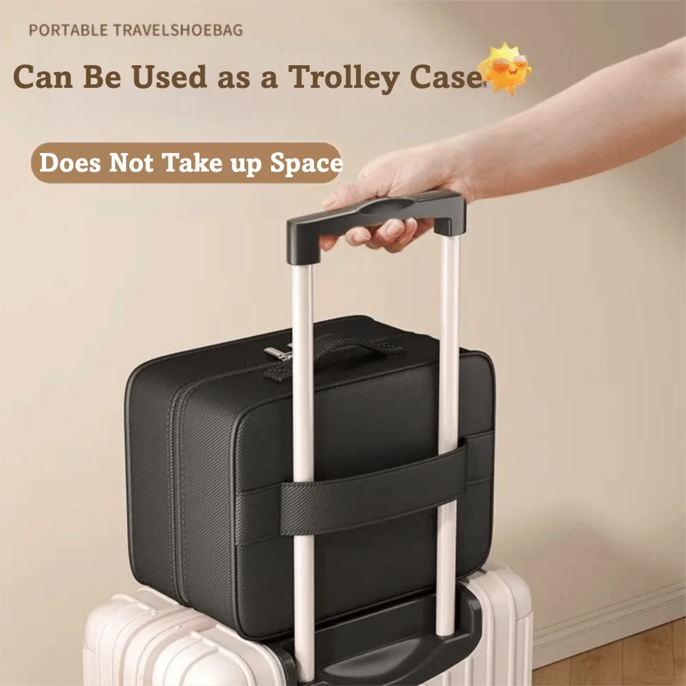 Upgraded Multi-layer Travel Shoe Bag Zipper Waterproof Sneakers Storage Bag Sturdy Portable Storage Box Store 4 Pairs of Shoes