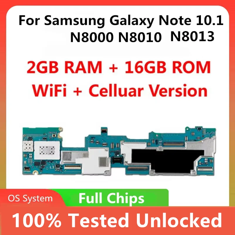 Motherboard For Samsung Galaxy Note 10.1 N8000 N8010 N8013 3G&WIFI Logic Board Unlocked Full Chips Full Tested