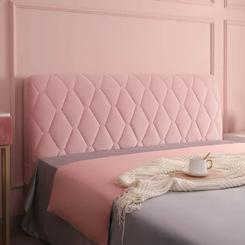Plaid Pattern Bed Head Cover Universal Soft Home Hotel Headboard Dustproof Cover European Style Bedside Protective Case Elastic