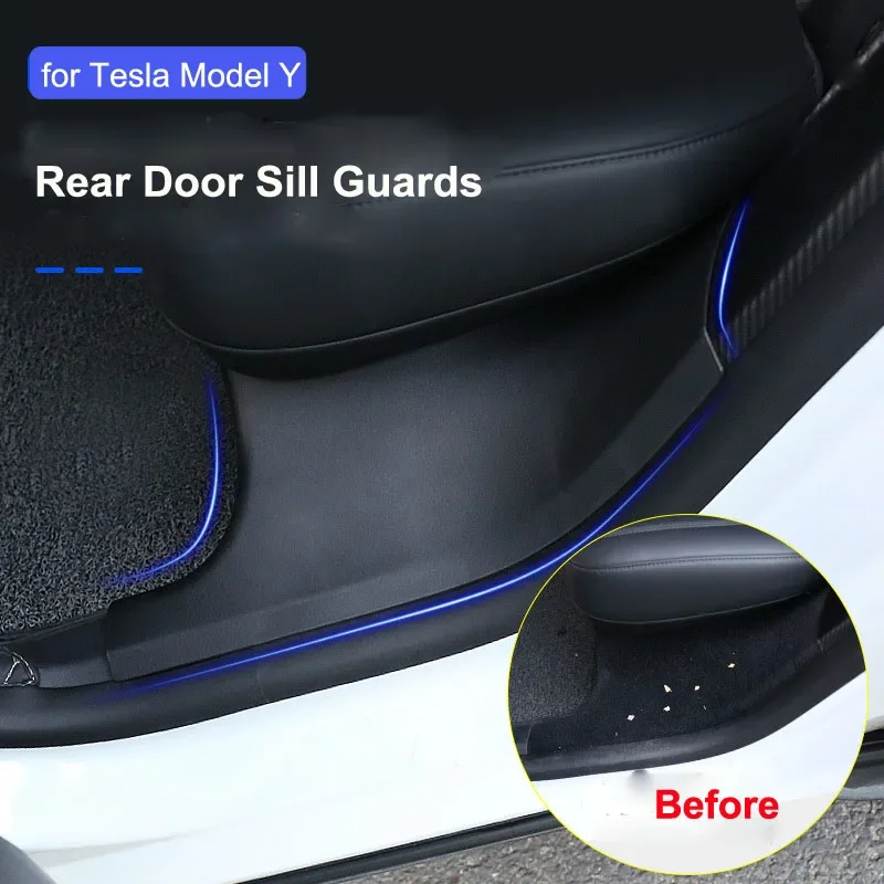 Rear Door Sill Protect Cover Anti Kick Pad Inner & Outer Door Sill Guard Scuff Plate Welcome Pedal Seat Strip for Tesla Model Y door sill pads door sill guards