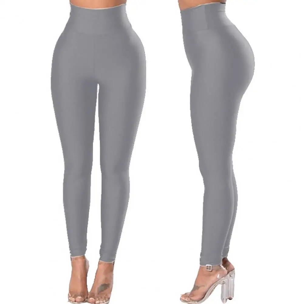 New Women Casual Wet Look Leggings 2019 Black Waist Ankle-Length Leggings Gym Stretch Slim Shiny Trousers