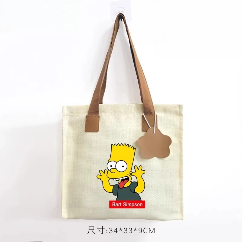 Neue The Simpsons Homer Marge Bart Lisa Cartoon-Anime-Merchandise-Leinentasche, kreative ACG-Studententasche, Schultertasche, Urlaubsgeschenk – Detail 19