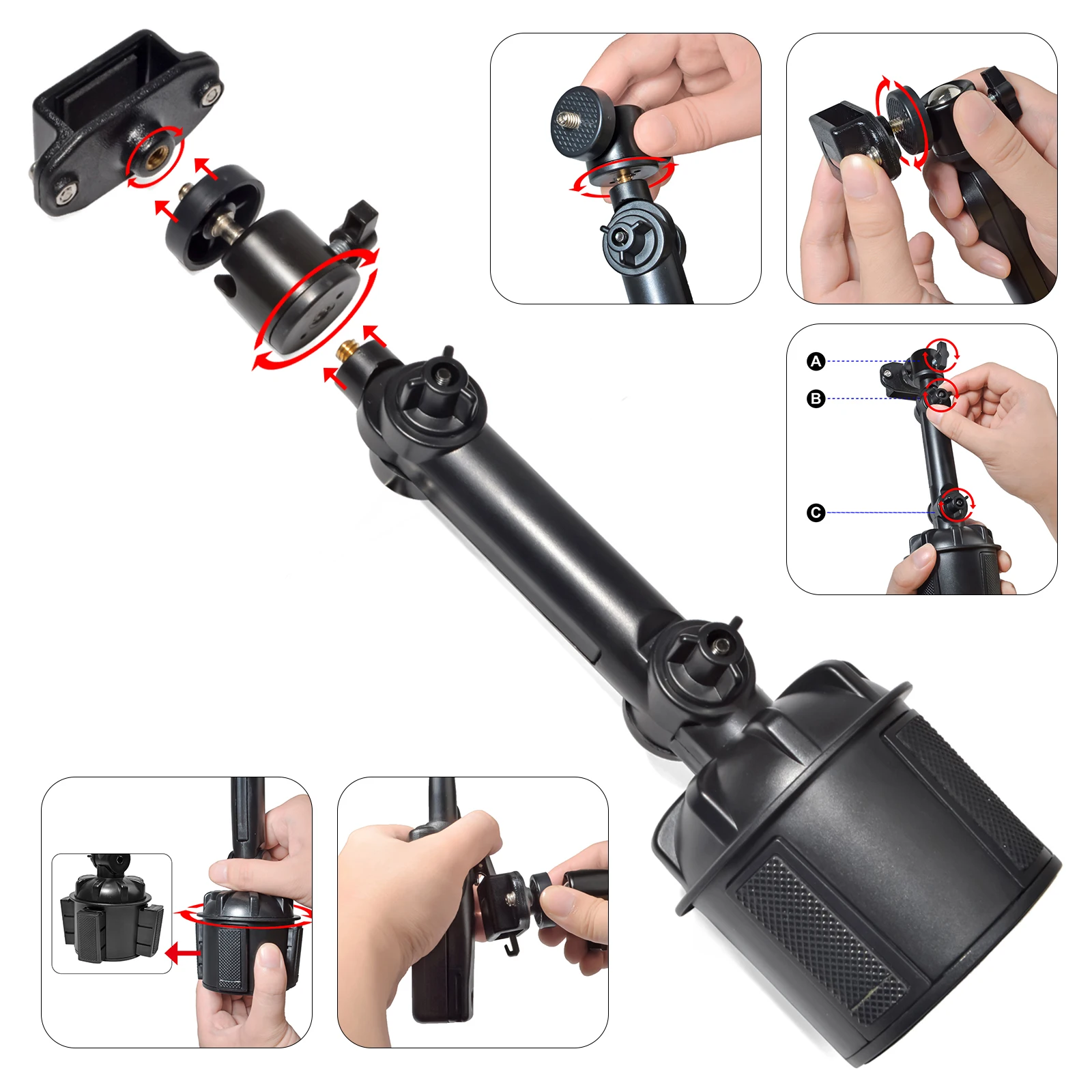 Lot De 2 Supports Pour Talkie-walkie De Voiture - Compatible Motorola, Baofeng, Midland - Fixation Tableau De Bord Ou Bouche D'Aération