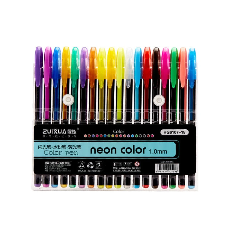 Neon Color Gel Pen Set - Metal, Pastel, Highlighter, and Glitter