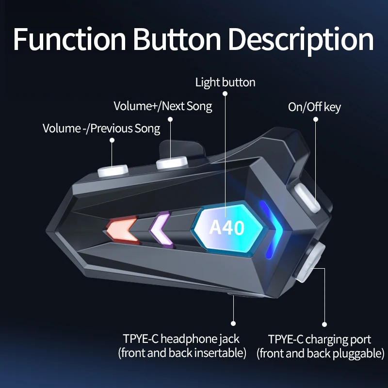 Helmet Headset Bluetooth V5.3 Waterproof