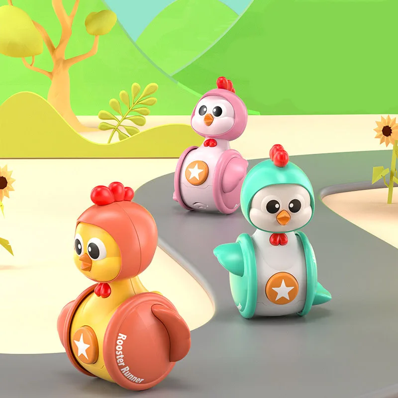 Infant Cartoon Cute Fun Chick Sliding Animal Inertia Push Push Music Moe Chicken Squad Guide Baby Training Crawling