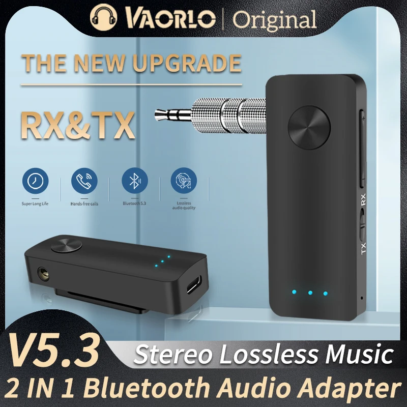 Bluetooth Adapter Bluetooth Audio Receiver Bluetooth Transceiver Adapter Audio Adapter Bluetooth Aux Adaptor Wireless Guitar Transmitter Receiver T66 Bluetooth 5.3 Audio Receiver Transmitter 3.5mm AUX Stereo 2 in 1 Music Wireless Adapter With Mic For TV PC Headphone Car Kit